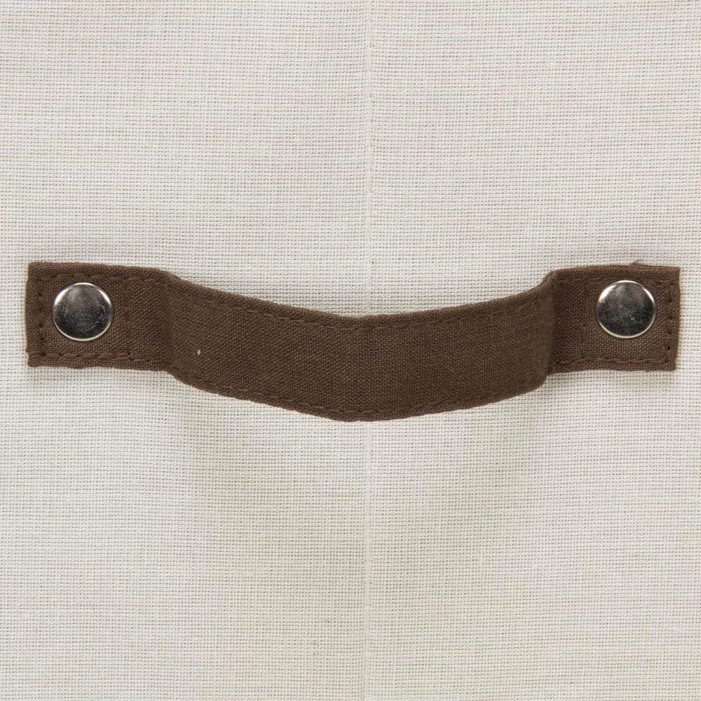 Windowed Flatware Storage Chest, 5 Compartment Storage with Serving Utensil Pouch, Canvas with Brown Trim