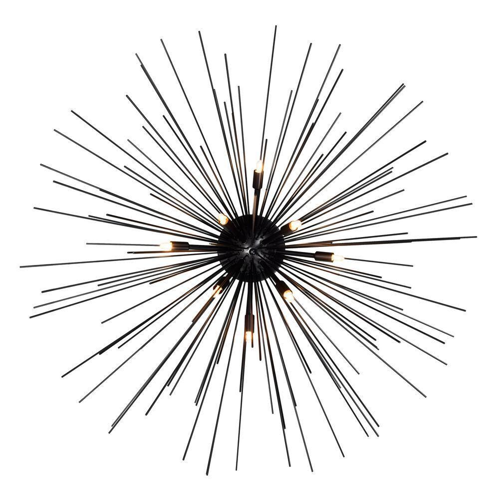 CWI Lighting Savannah 8 Light Metal Indoor Flush Mount in Black