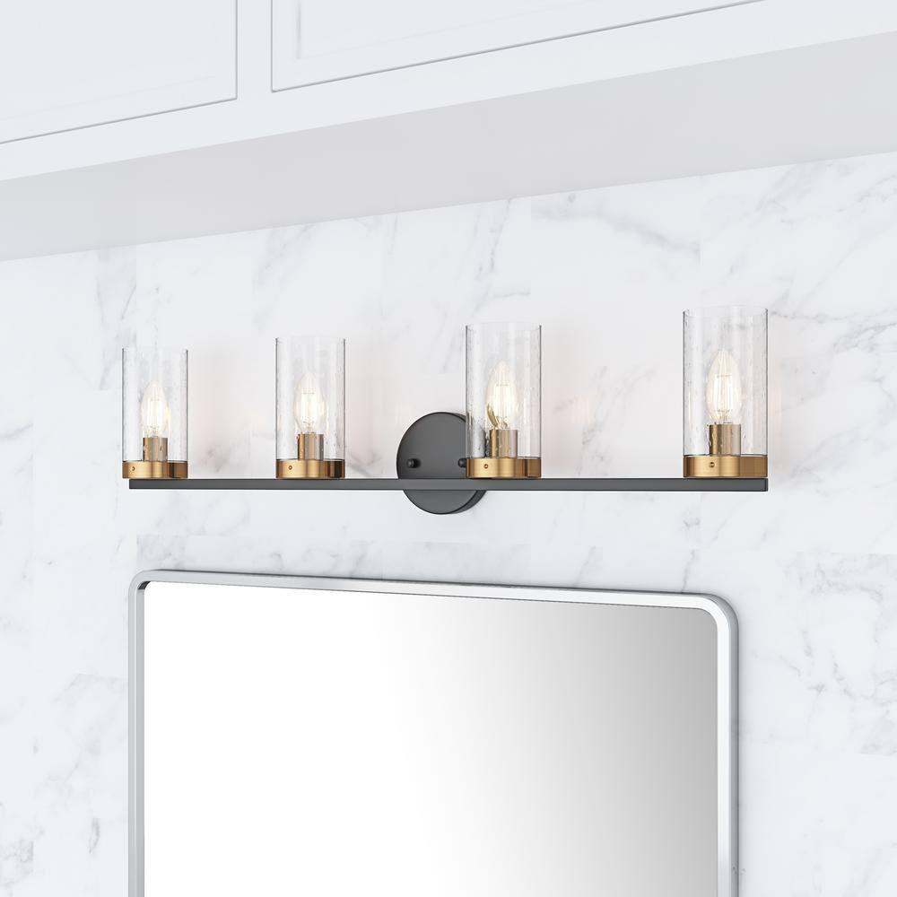Aiwen 4-Light Bathroom Light Fixtures Modern over Mirror Wall Lamp with Clear Glass Shade Porch Wall Lamp