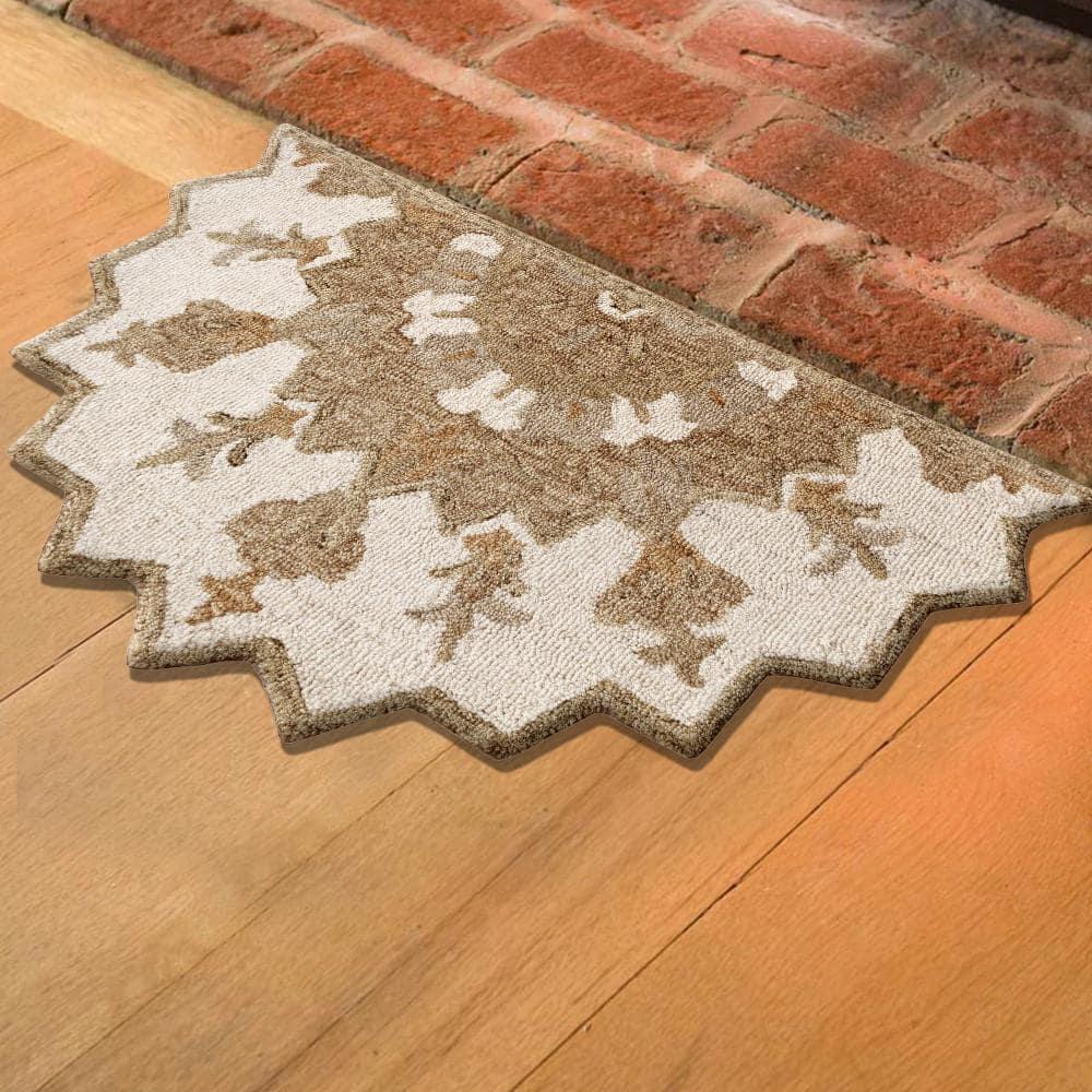 LR Home Daisey 2'3" x 3'10" Beige Classic Medallion Wool Hearth Indoor Area Rug