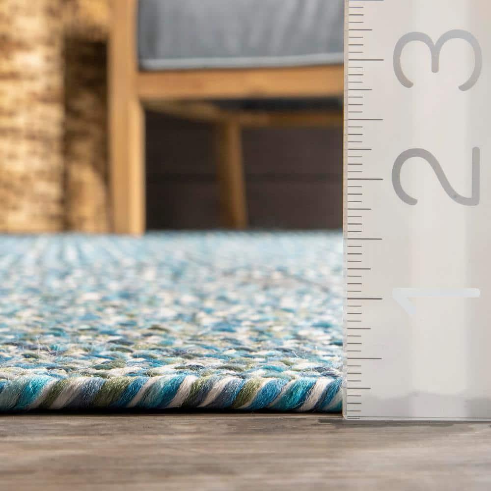 nuLOOM Wynn Braided Indoor/Outdoor Aqua 3' x 5' Casual Area Rug