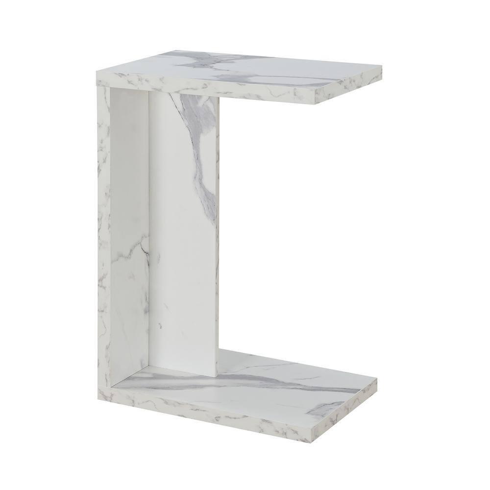 Convenience Concepts Northfield Admiral C End Table, White Faux Marble