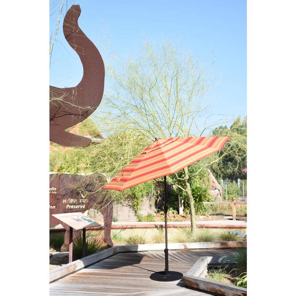 California Umbrella 9' Rd Sunbrella Aluminum Patio Umbrella, Crank Lift, Auto Tilt, Bronze Pole, Antique Beige