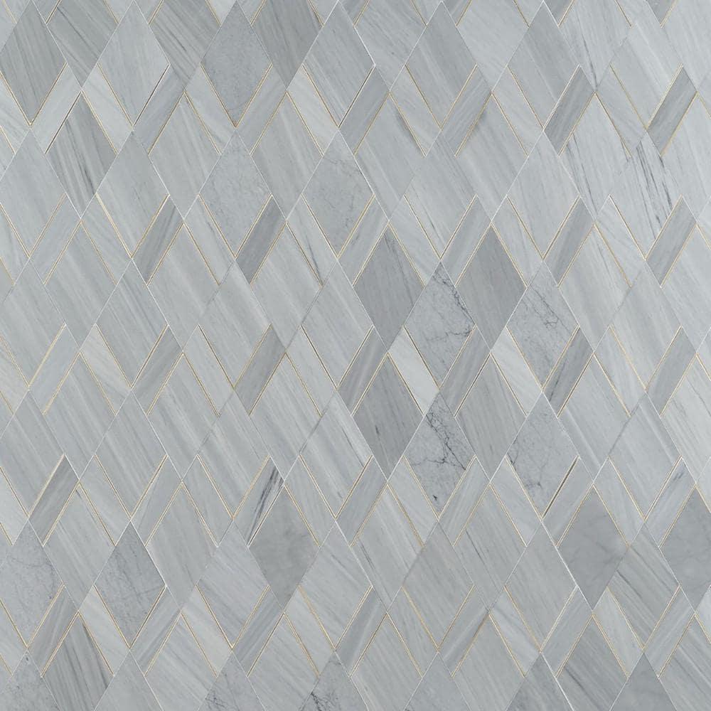 Mehko 11.81 in. x 14.96 in. Polished Marble and Brass Wall Tile