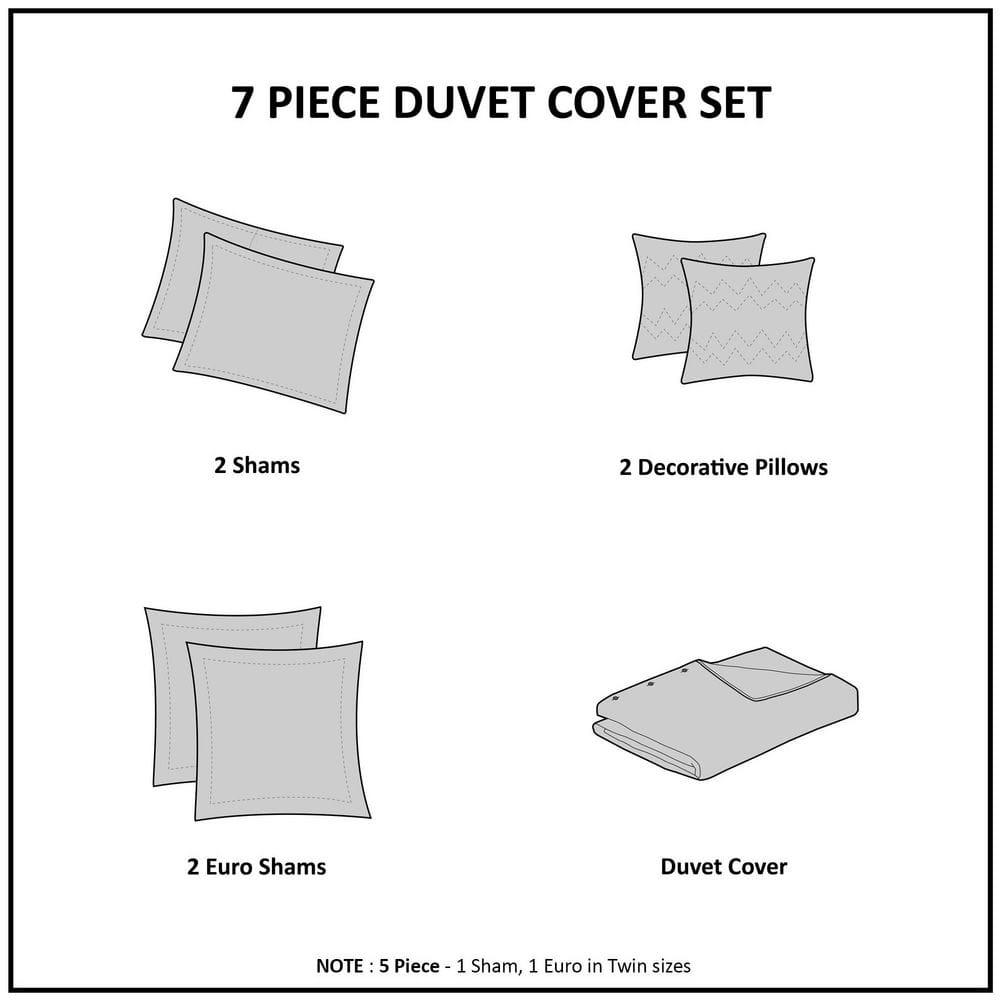 Intelligent Design Brooklyn Cotton Jacquard Duvet Cover Set with Euro Shams and Throw Pillows