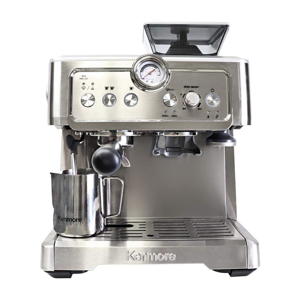 Kenmore Kenmore Espresso Machine With Grinder & Milk Frother, 15 Bar Espresso Coffee Maker, Stainless Steel