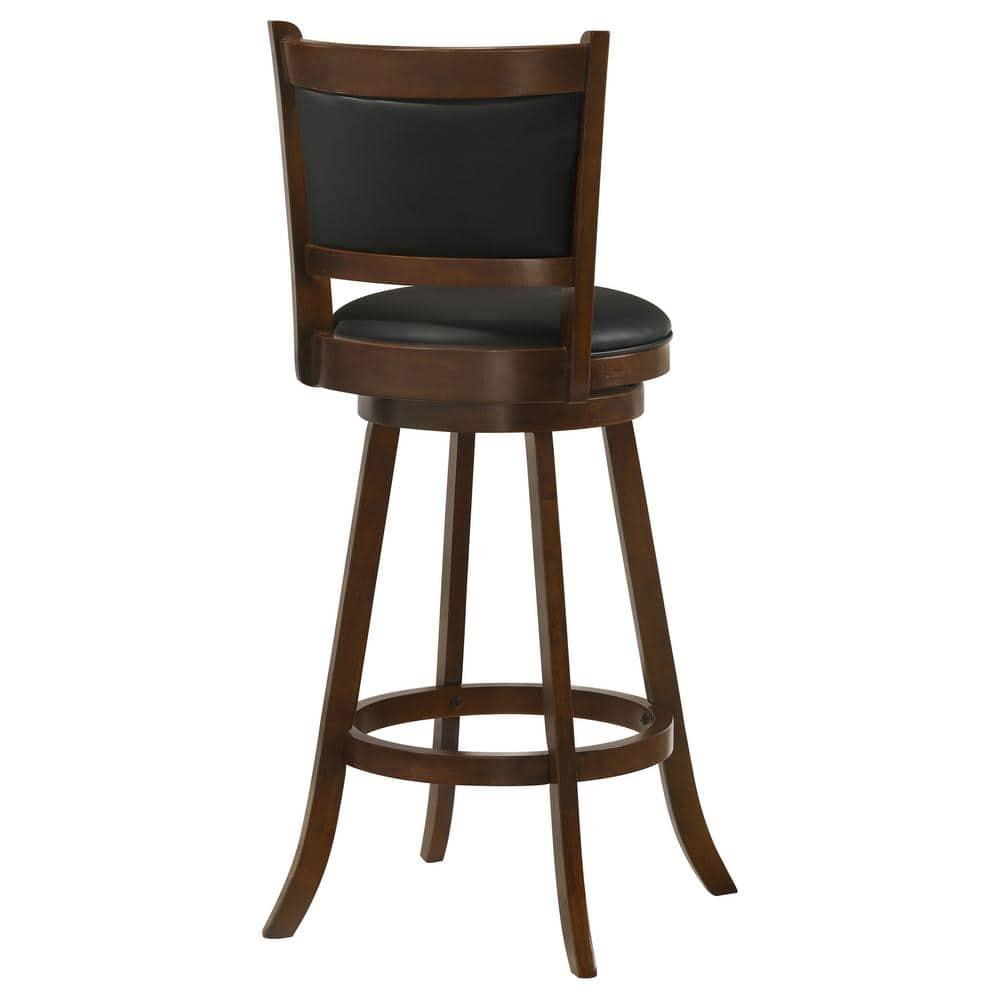 Coaster Upholstered Faux Leather Swivel Bar Stools in Black