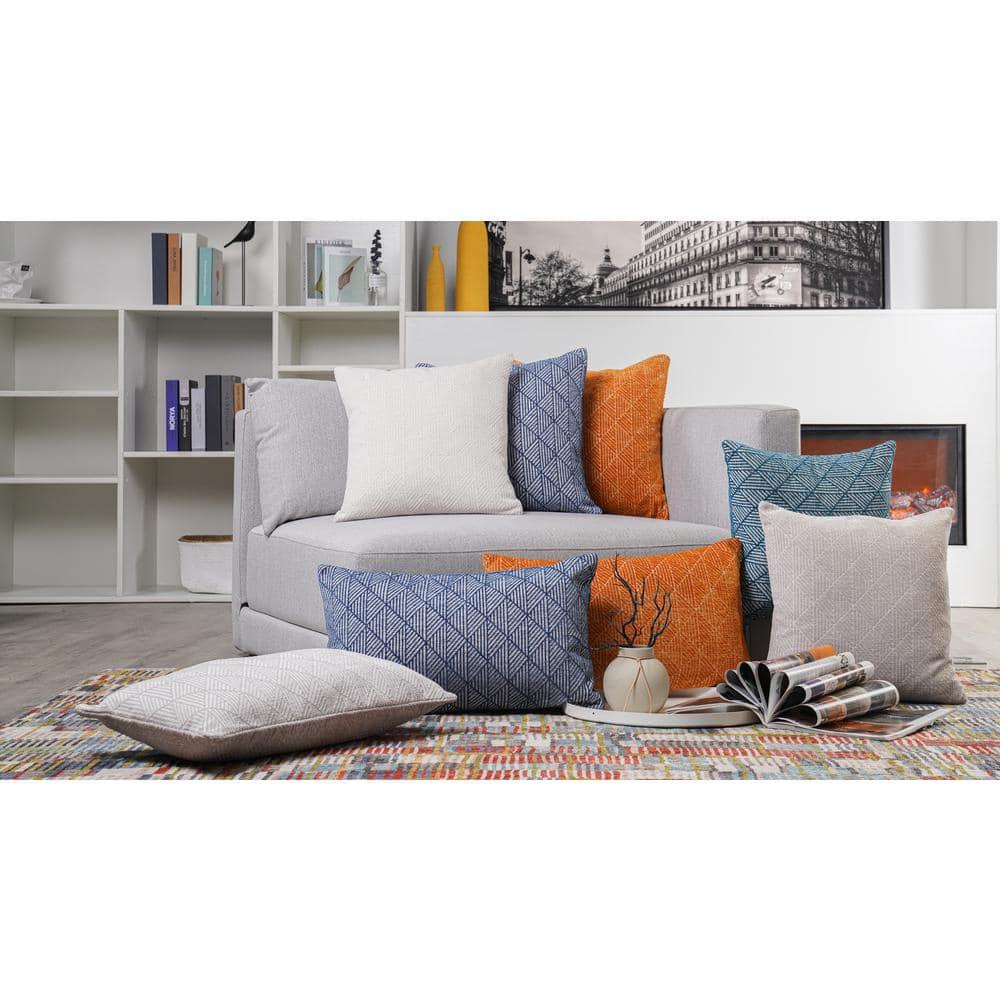 Freshmint Logan Reversible Woven Geometric Chenille Lumbar 24"x14",Blue Surf,1 Pack