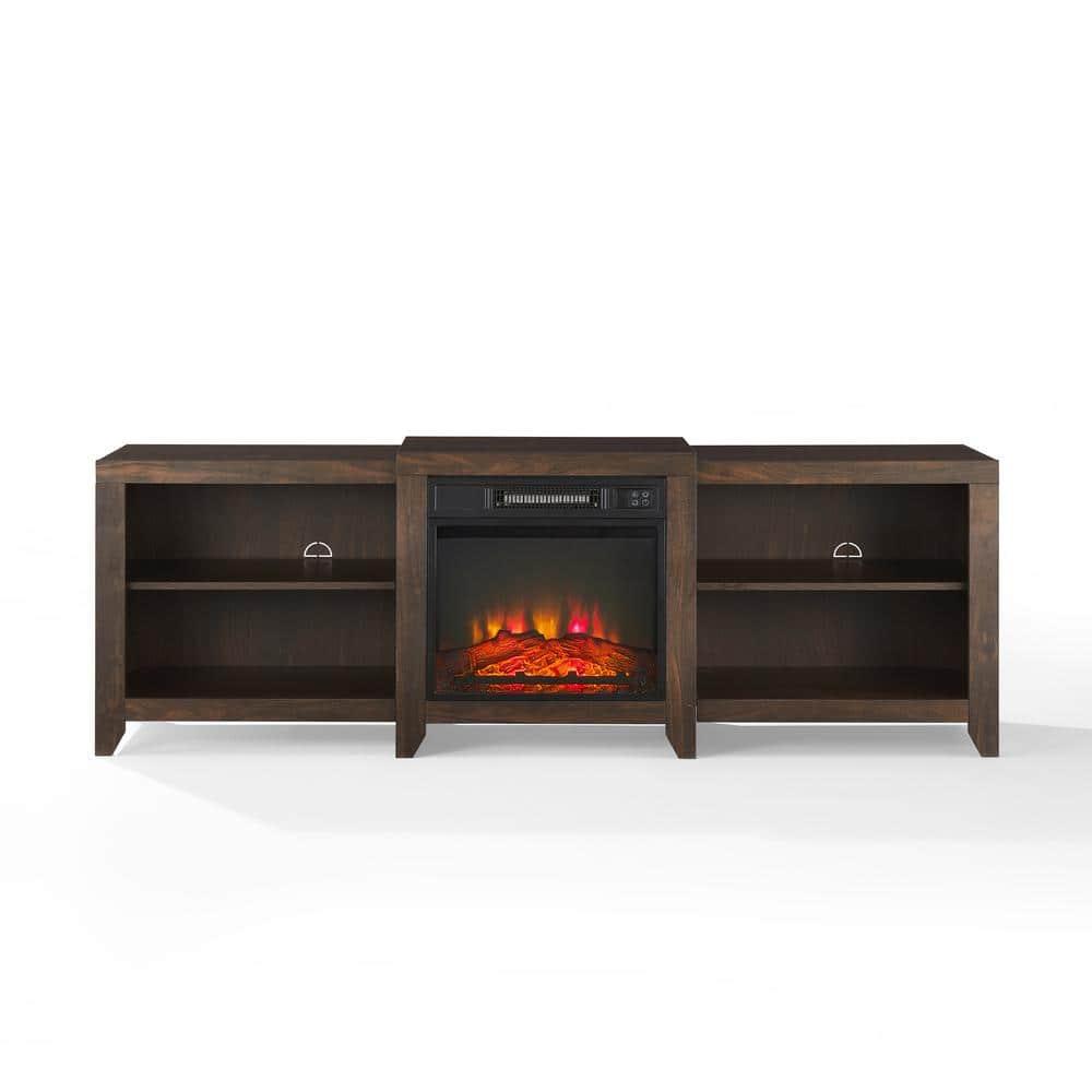 69" Ronin Low Profile TV Stand for TVs up to 75" with Fireplace Dark Walnut - Crosley: Electric, Media Console, MDF