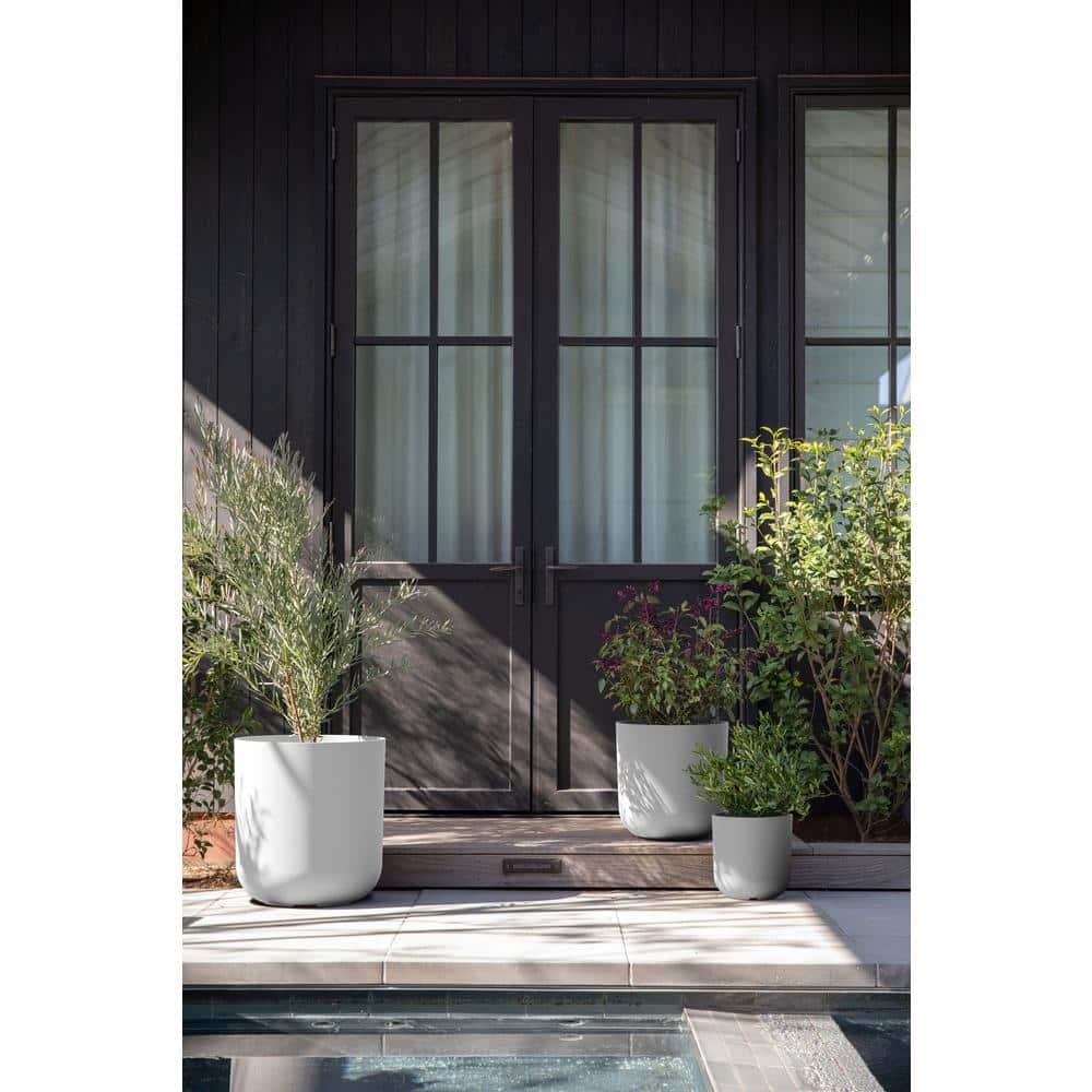 Veradek Kona Series Bundle - Three Piece Set of Plastic-Stone Planters - White