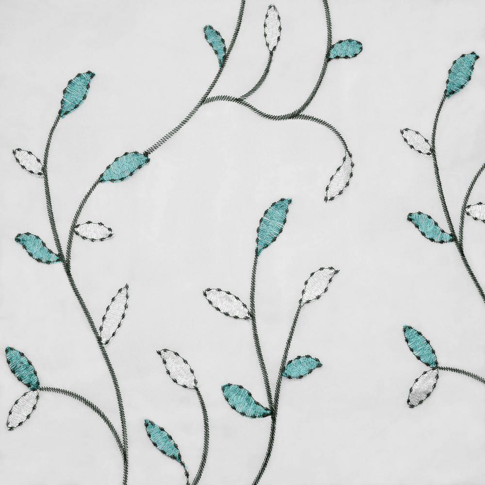 Grommet Curtain Panel, Embroidered Sheer Extra-Wide, Blue 54" x 84"