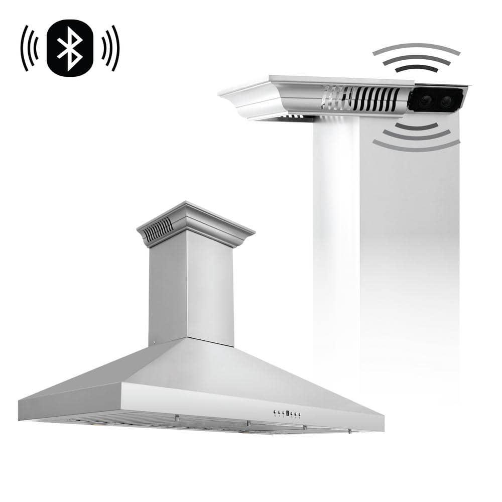 ZLINE 42 in. ZLINE CrownSound™Ducted Vent Wall Mount Range Hood in Stainless Steel W/ Bluetooth Speakers (KL3CRN-BT-42) KL3CRN-BT-42
