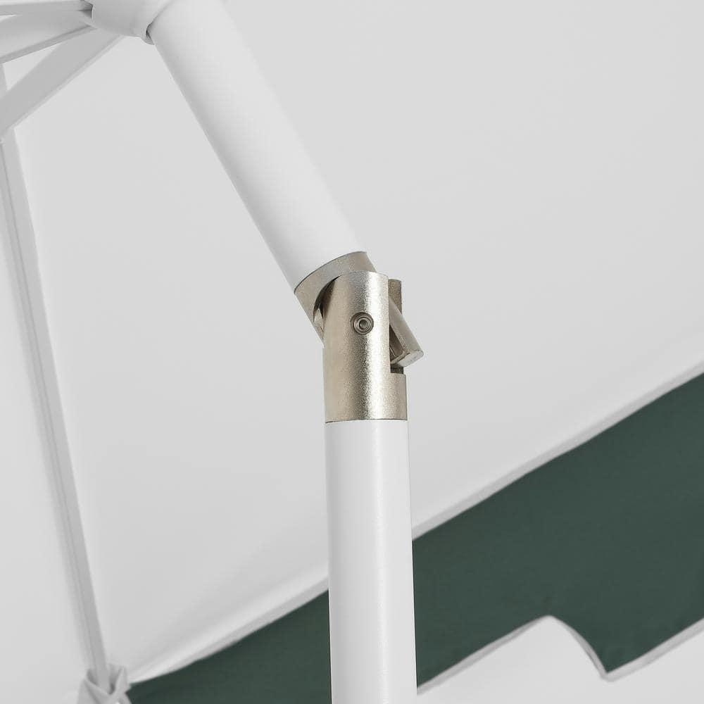 JONATHAN Y Baiona 9 ft. Classic MidCentury Market Patio Umbrella with UV Protection, Auto-Tilt, Crank and Wind Vent in White/Green