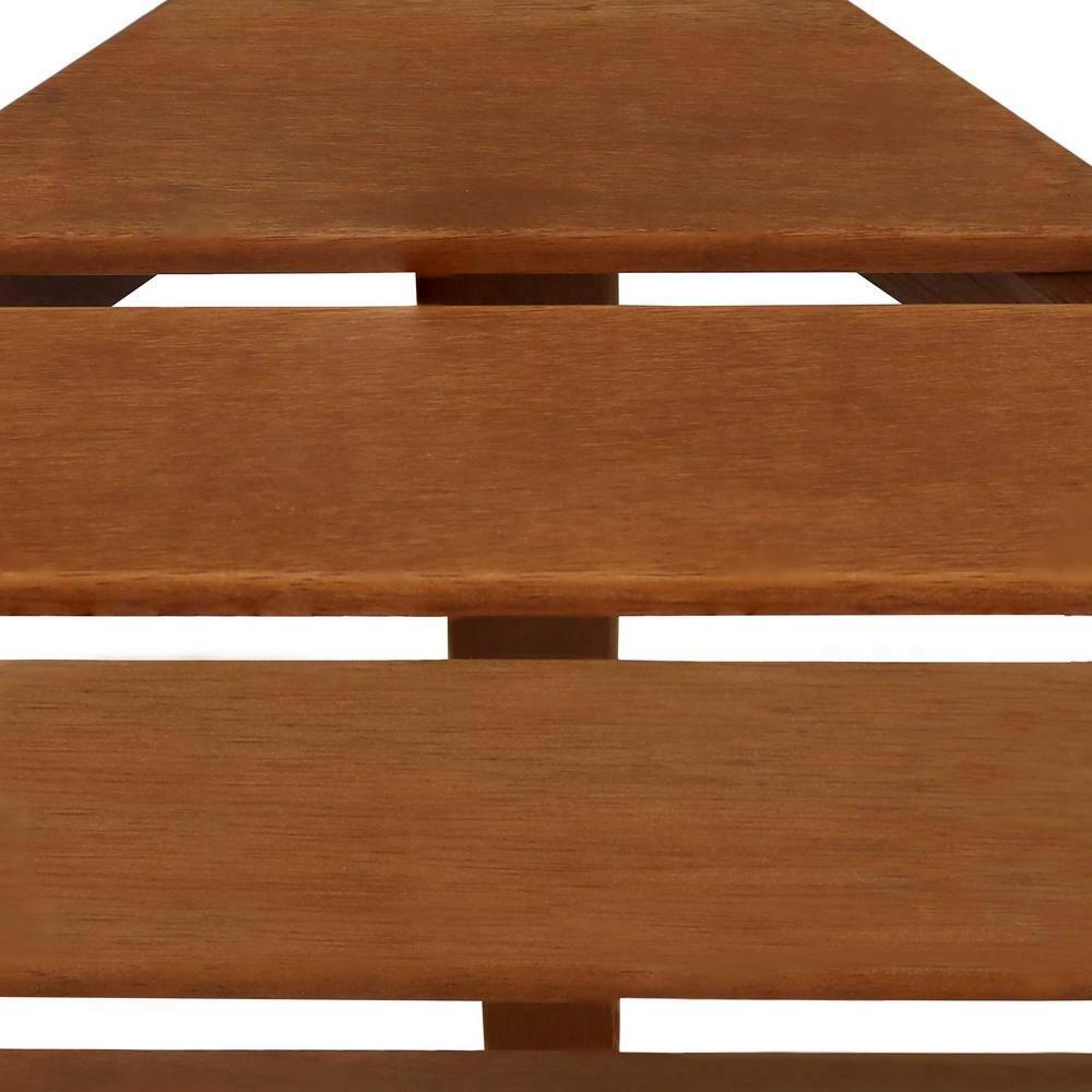 Sunnydaze Indoor/Outdoor Meranti Wood with Teak Oil Finish 3-Tiered Corner Flower Plant Stand Shelf Display - 36" - Brown