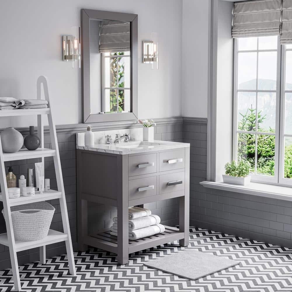Madalyn 30" Cashmere Grey Solid Hardwood Single Sink Vanity with Marble Top