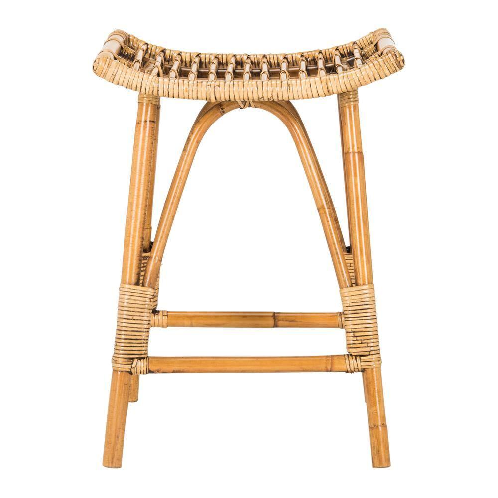 Leda Rattan Counter Stool - WIK6512 - Brown - Safavieh
