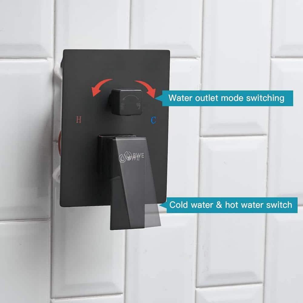 Single Handle 2-Spray Square High Pressure Shower Faucet with 16" Shower Head
