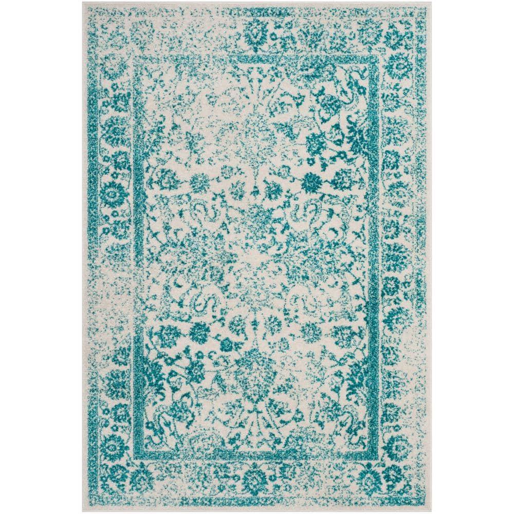 Adirondack ADR109 Machine Made Indoor Area Rug - Ivory/Teal - 8'x10' - Safavieh