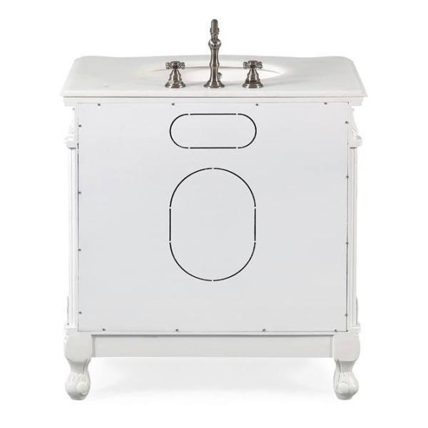 32" Benton Collection Fiesta Antique Victorian Classic Style White Bathroom Vanity CF-2873W-AW