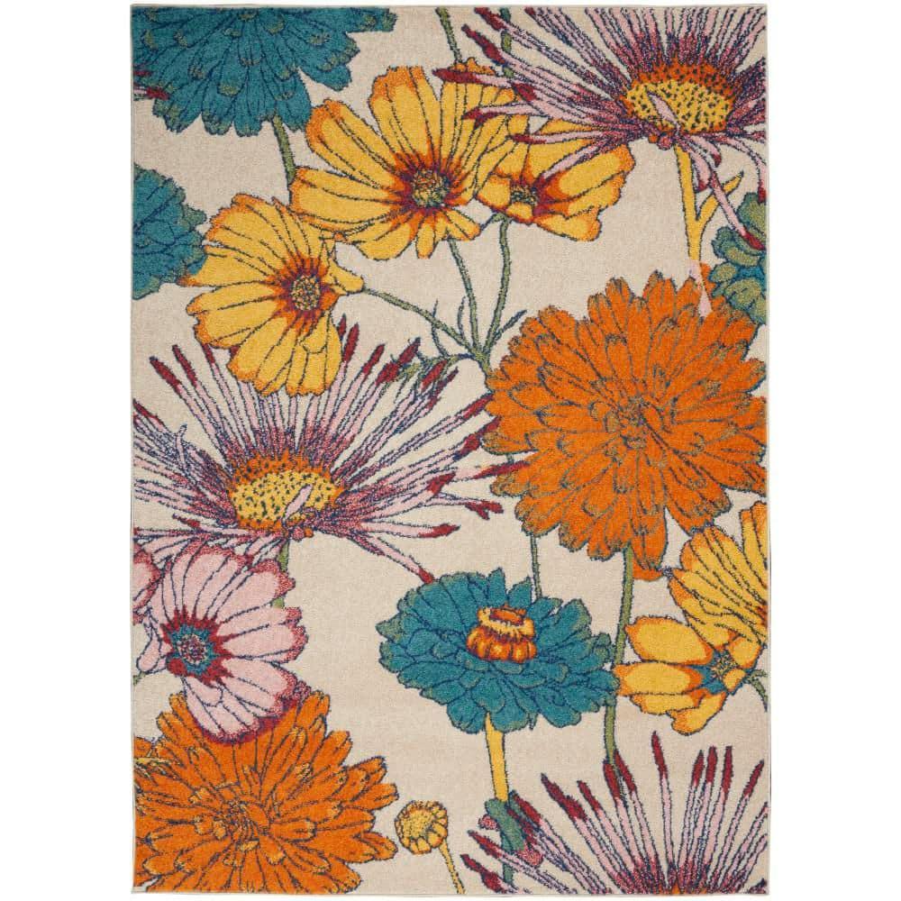 Nourison Allur Oversized Flowers Indoor Area Rug Ivory Multicolor 4' x 6'