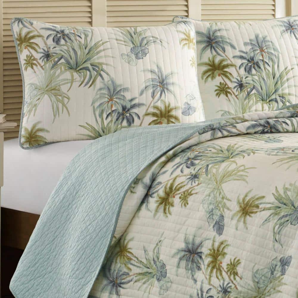 Tommy Bahama Home Tommy Bahama Serenity Palms Aqua Cotton Reversible Quilt