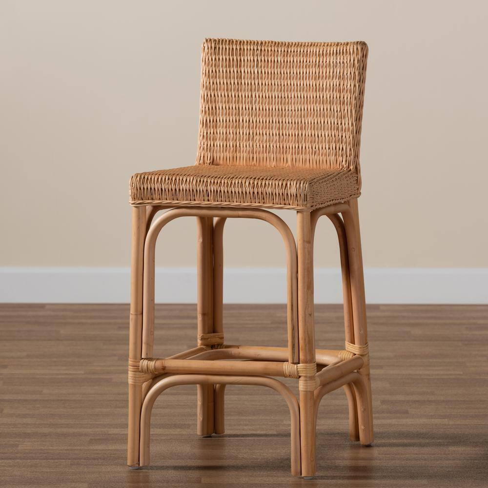 Athena Natural Rattan Counter Stool with Footrests