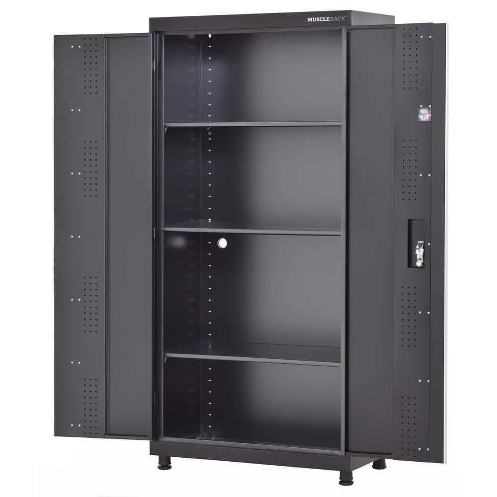 Muscle Rack 36"W x18"D x72"H Welded Storage Cabinet - Matte Black Finish Organizers