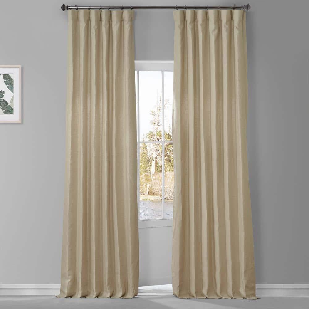 HPD HALF PRICE DRAPES French Linen Curtains 120 Inches Long Room Darkening Curtains for Bedroom & Living Room 50 X 120, (1 Panel), Walnut Beige