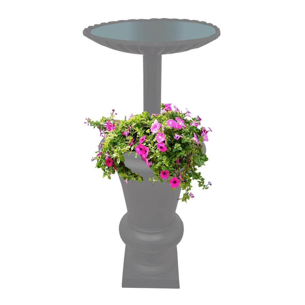 Ornate Cast Aluminum 40" Bird Bath with Planter - Gray - Oakland Living