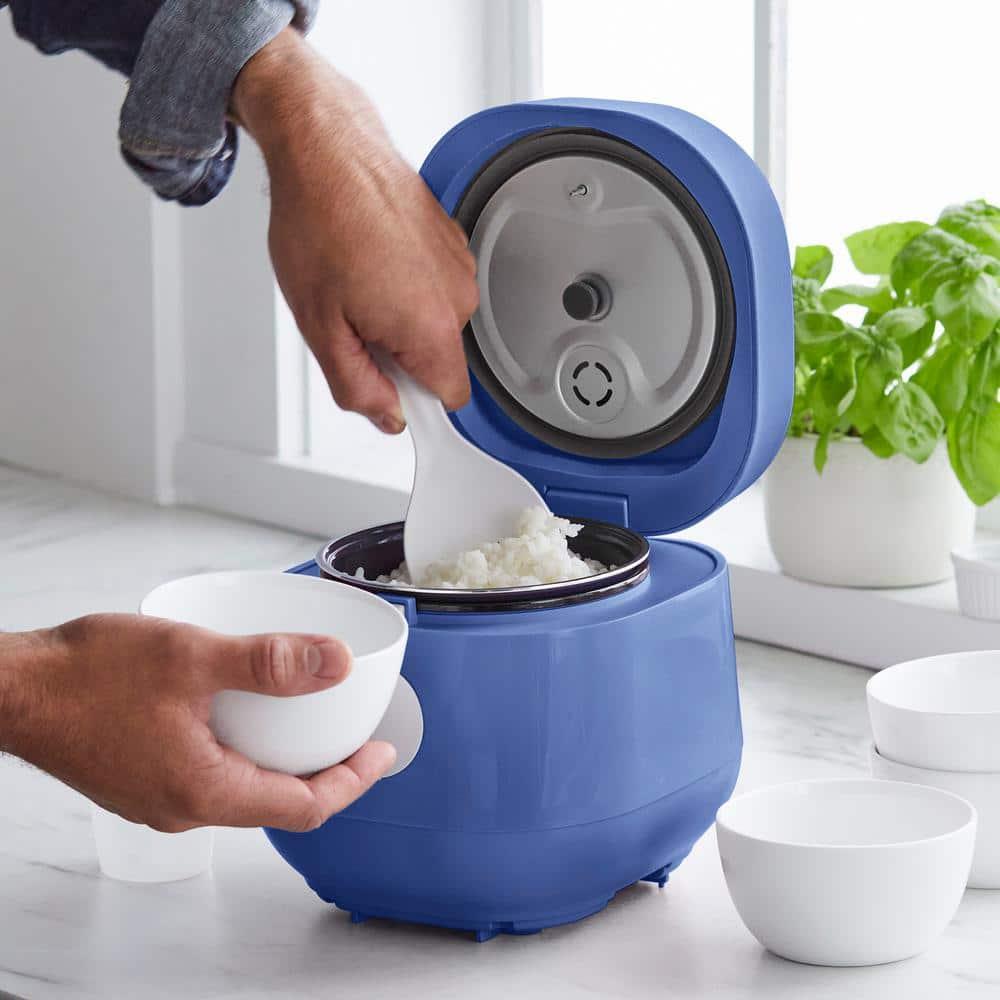 GreenLife Blue and White Ceramic Nonstick Electric Rice Cooker