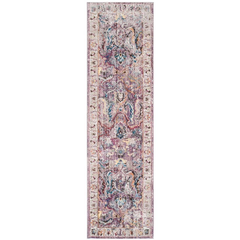 Safavieh Bristol Gretchen 2 x 6 (ft) Loomed Polyester Lavender/Light Gray Rectangular Indoor Distressed/Overdyed Vintage Runner rug