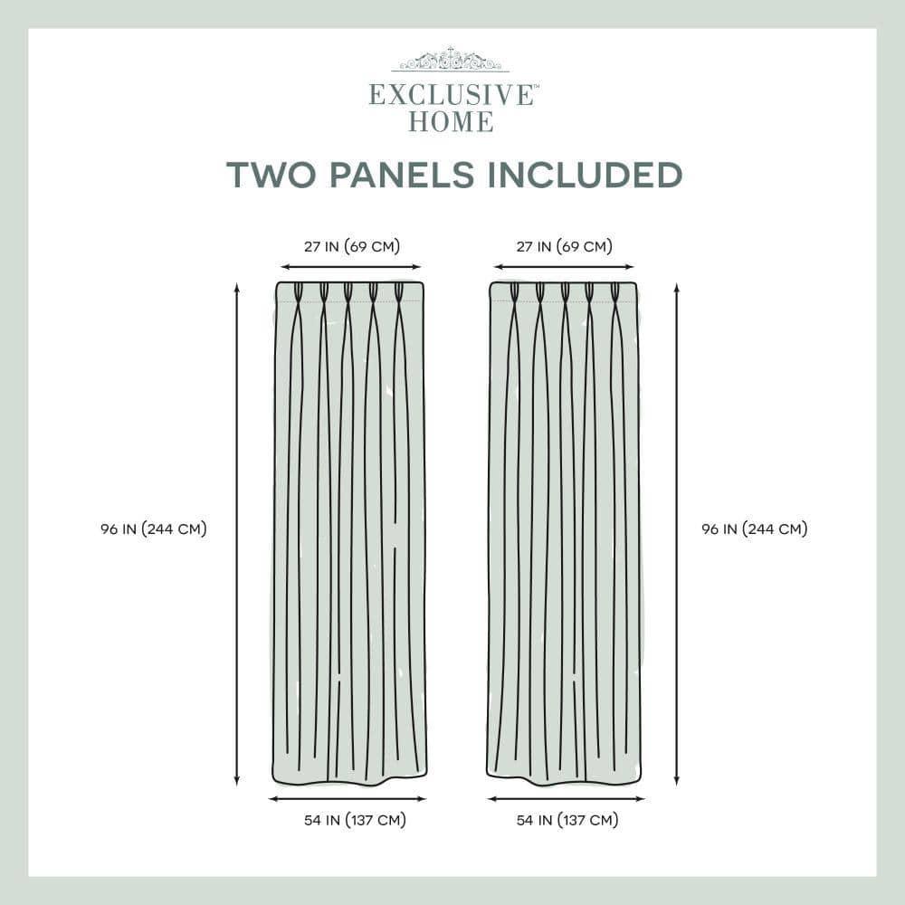 Set of 2 (96"x54") Loha Linen Pinch Pleat Window Curtain Panel White - Exclusive Home: Modern Light Filtering Drapes