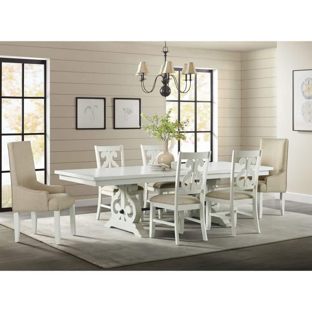 Picket House Furnishings Stanford Wooden Swirl Back Side Chair Set in White