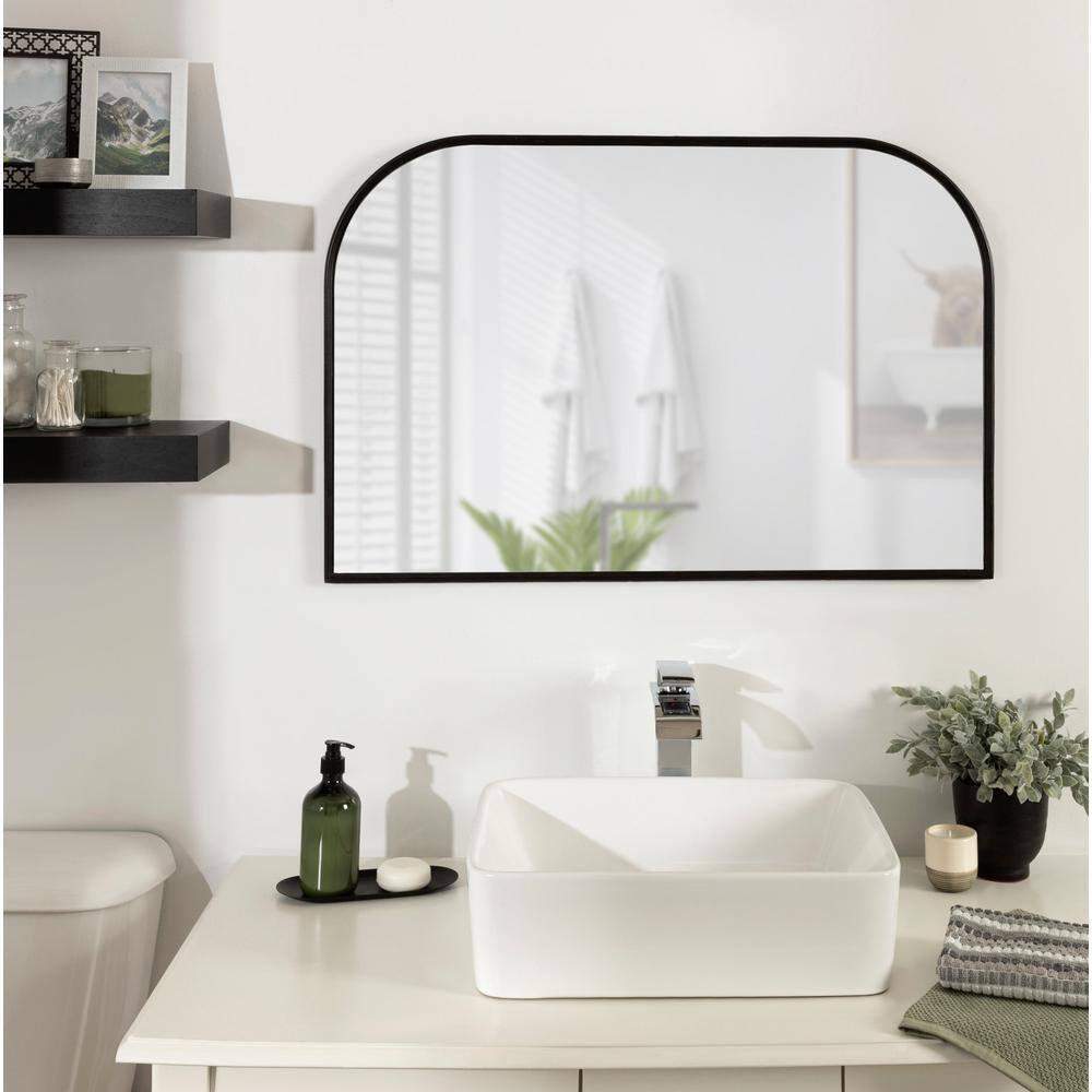 36" x 24" Caskill Framed Arch Wall Mirror Black - Kate & Laurel: Large, Modern Design, Wall-Mounted