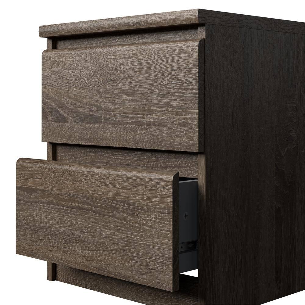 Tvilum Scottsdale 2 Drawer Bedroom Nightstand for Adults, Truffle Oak