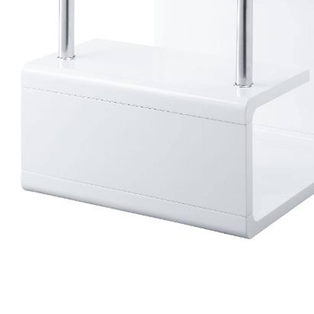 24" Nevaeh High Gloss Finish Accent Table Clear Glass/White - Acme Furniture