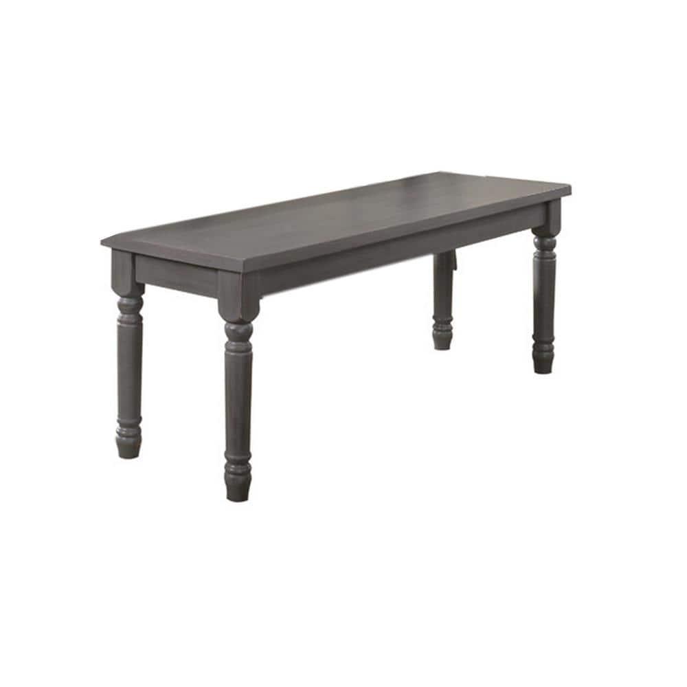Best Master Luxembourg Solid Wood Dining Bench in Rustic Gray