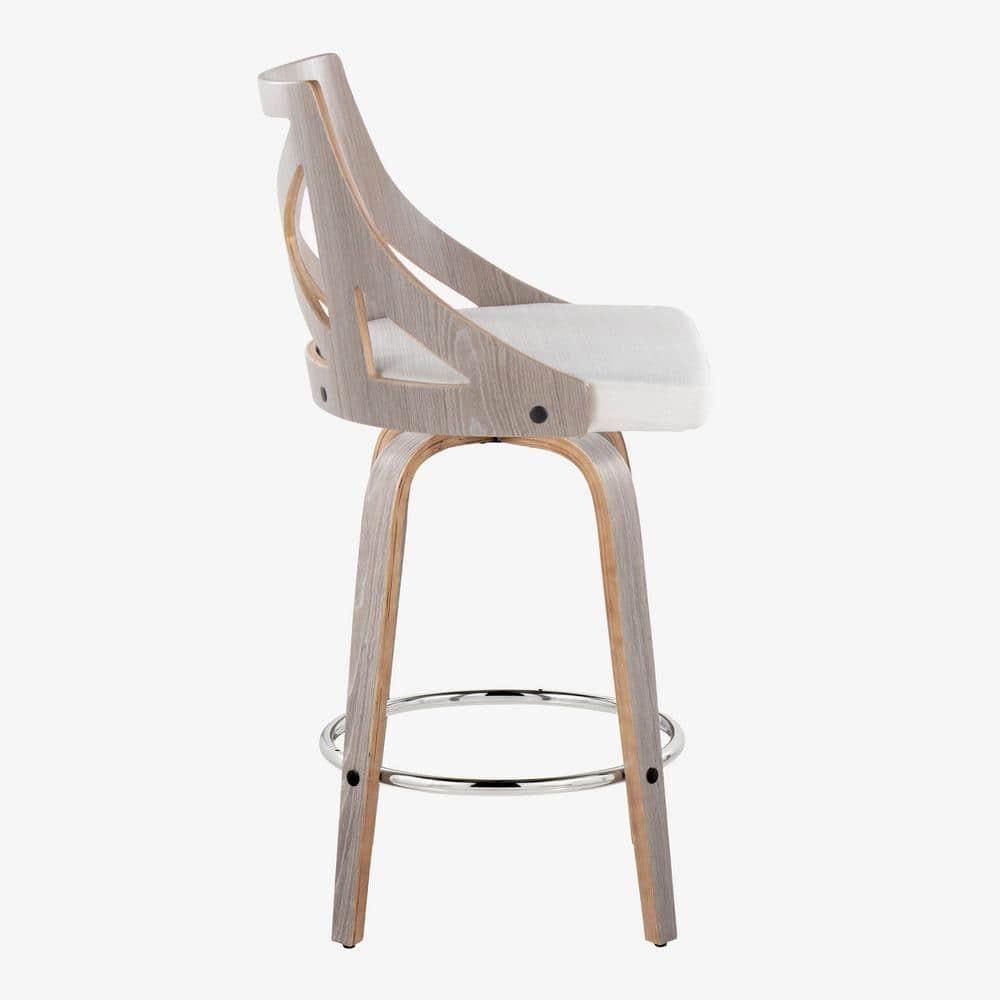 LumiSource Grey Charlotte 26" Fixed-Height Counter Stool - Set of 2