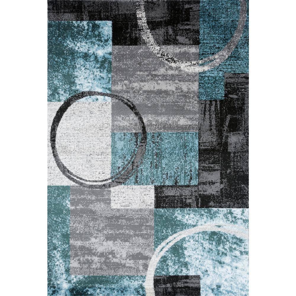 World Rug Gallery Abstract Circle Gray 8'8"x12' Area Rug