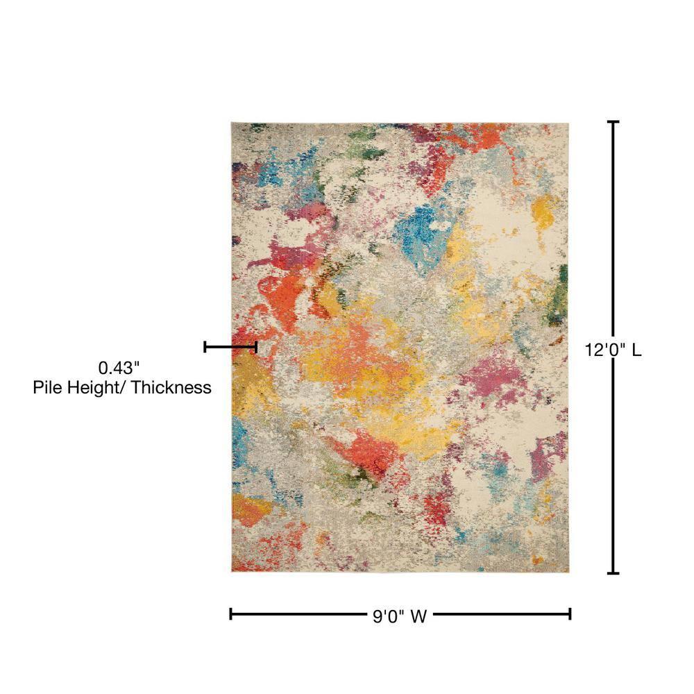Nourison Celestial 9'X12' (9' x 12') Ivory/Multicolor Indoor Area Rug Colorful Contemporary Abstract by Nourison