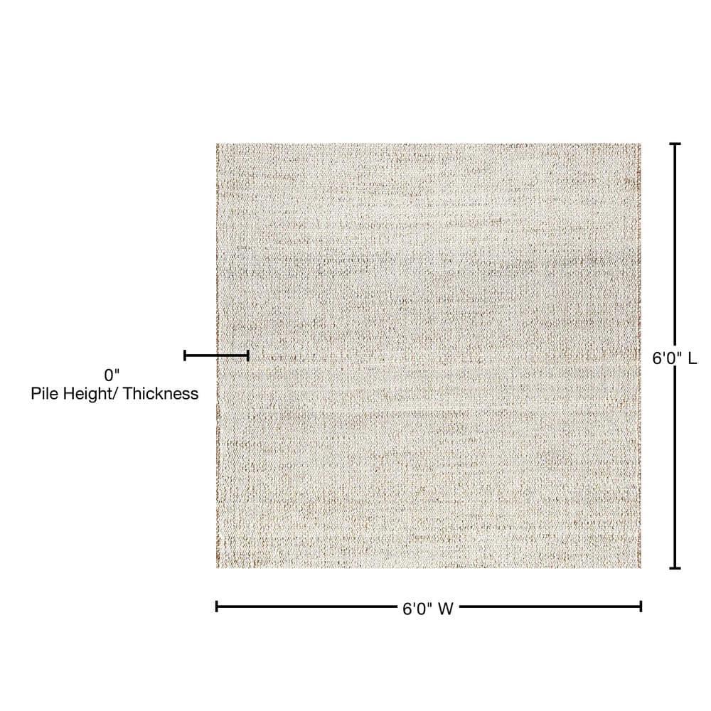 Nuloom 6 Square Elfriede Jute & Cotton Hand Woven Indoor Area Rug, Natural, Solid Rustic Farmhouse Style Natural Fiber Bedroom, Living Room,