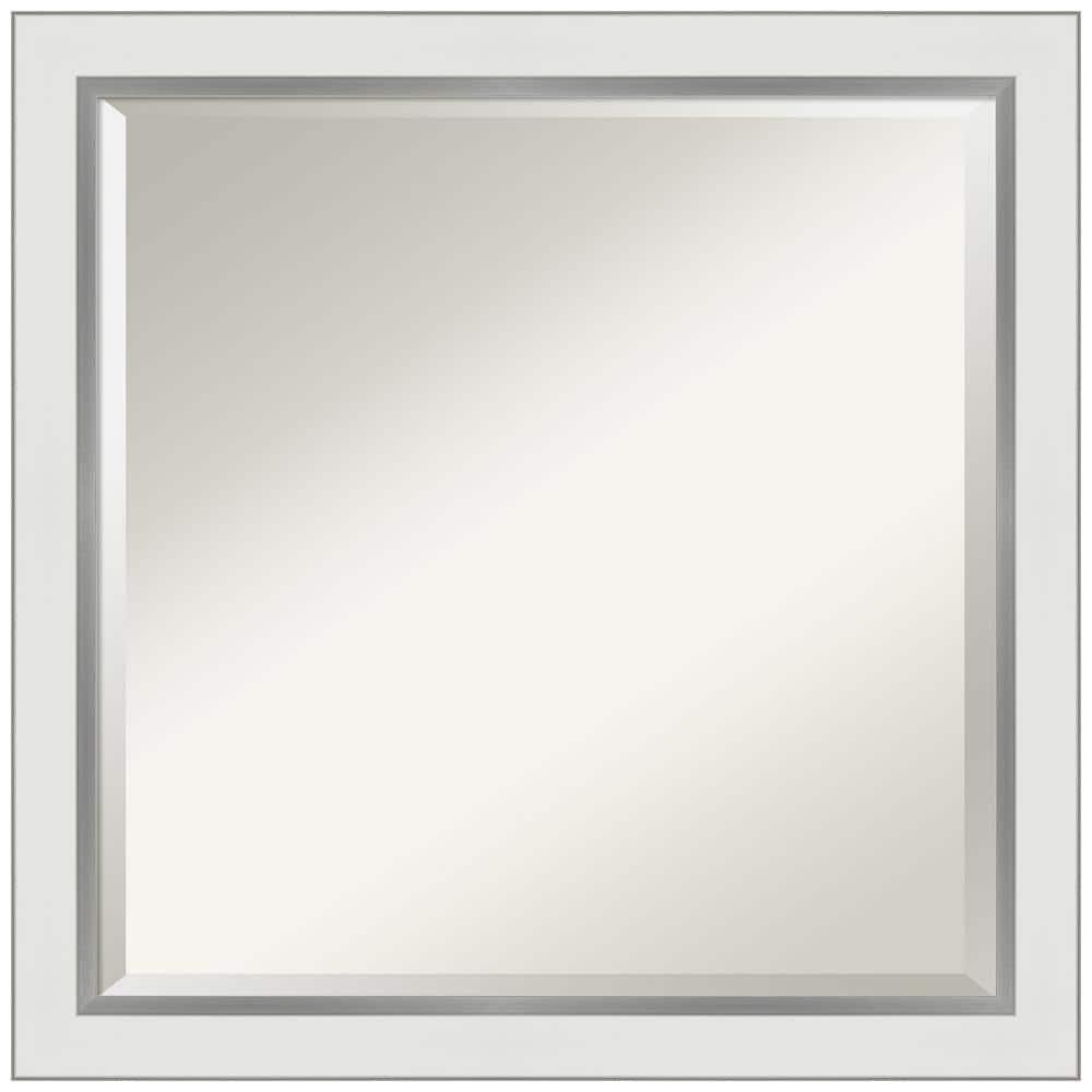 Amanti Art Eva 23-Inches x 23-Inches Framed Square Bathroom Vanity Mirror ( Satin Silver,White )