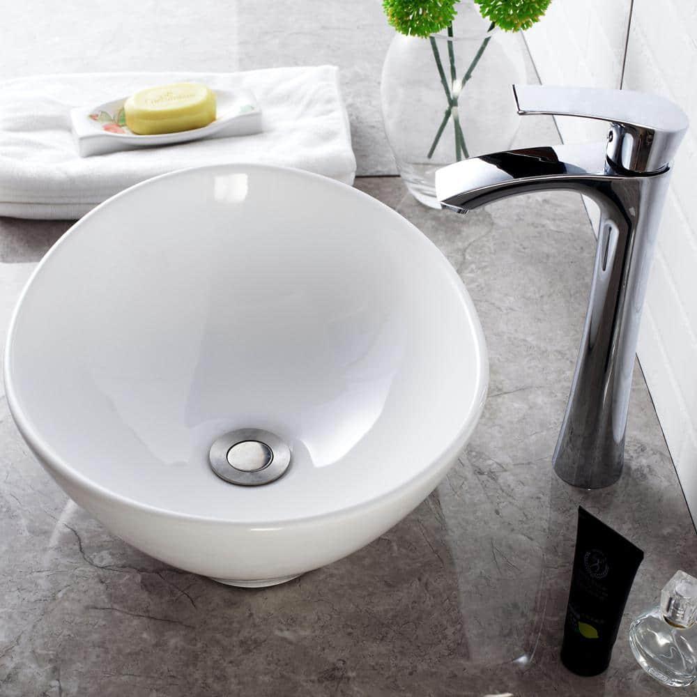 LUKX 13.25'' White Ceramic Oval Bathroom Sink