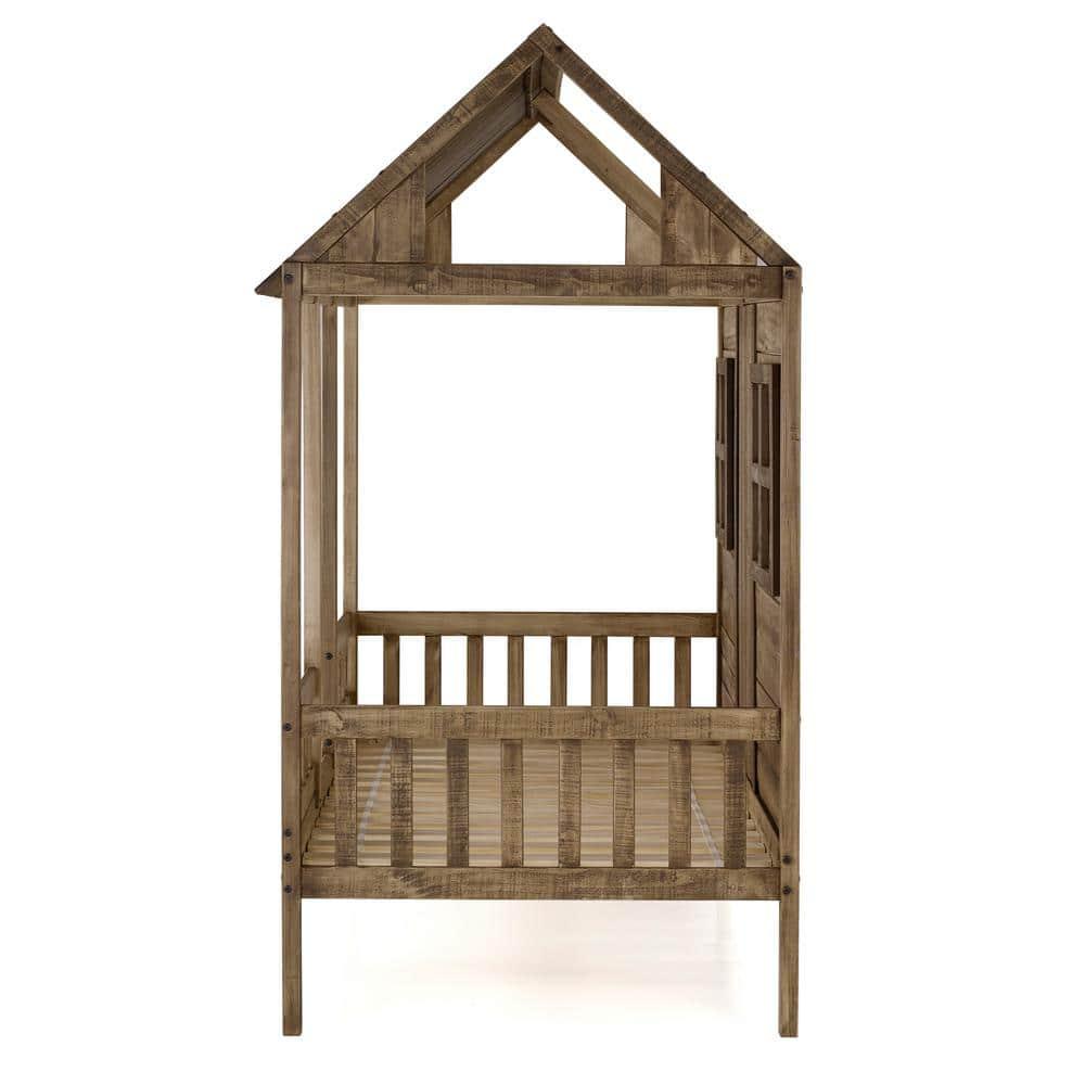 Donco Kids PD-1899TRD Twin Front Porch Low Loft, Rustic Driftwood