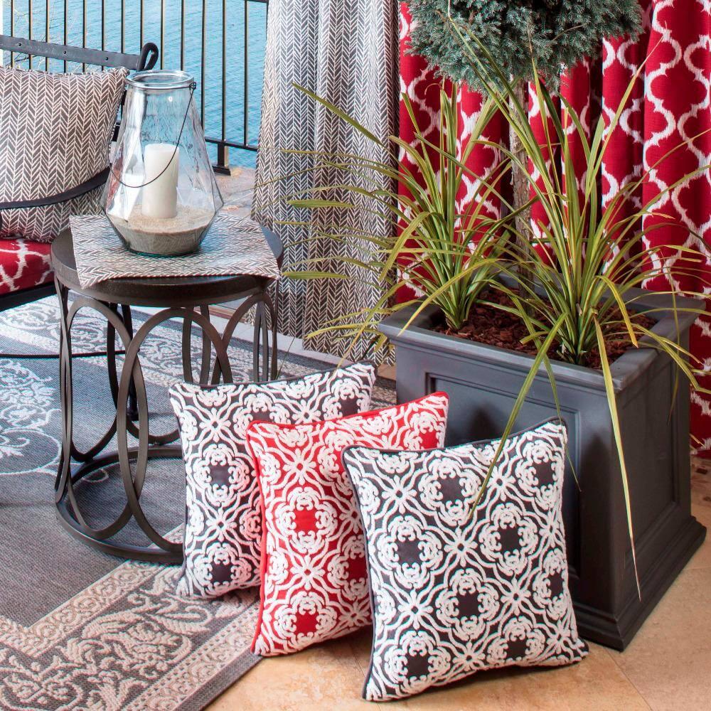 Allee Embroidered Indoor/Outdoor Reversible Throw Pillow