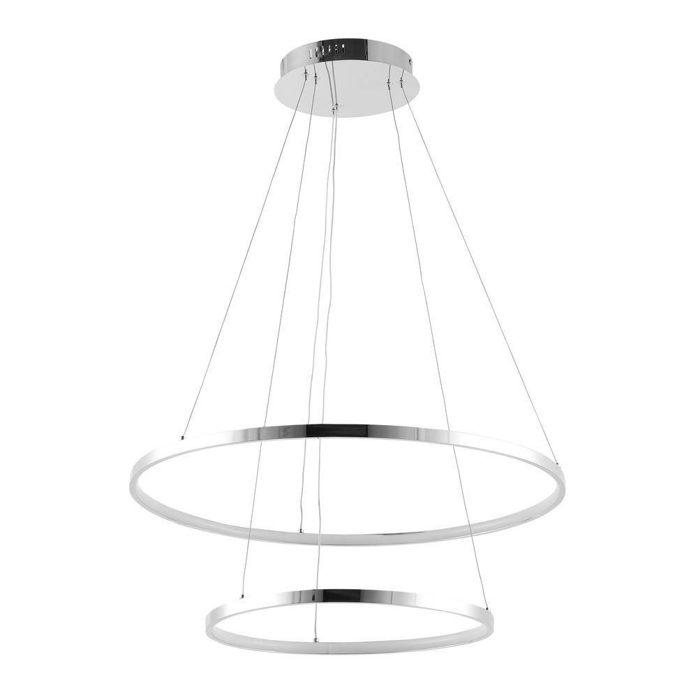 Brice 24″ 2-Light Modern Bohemian Iron Integrated LED Pendant, Chrome