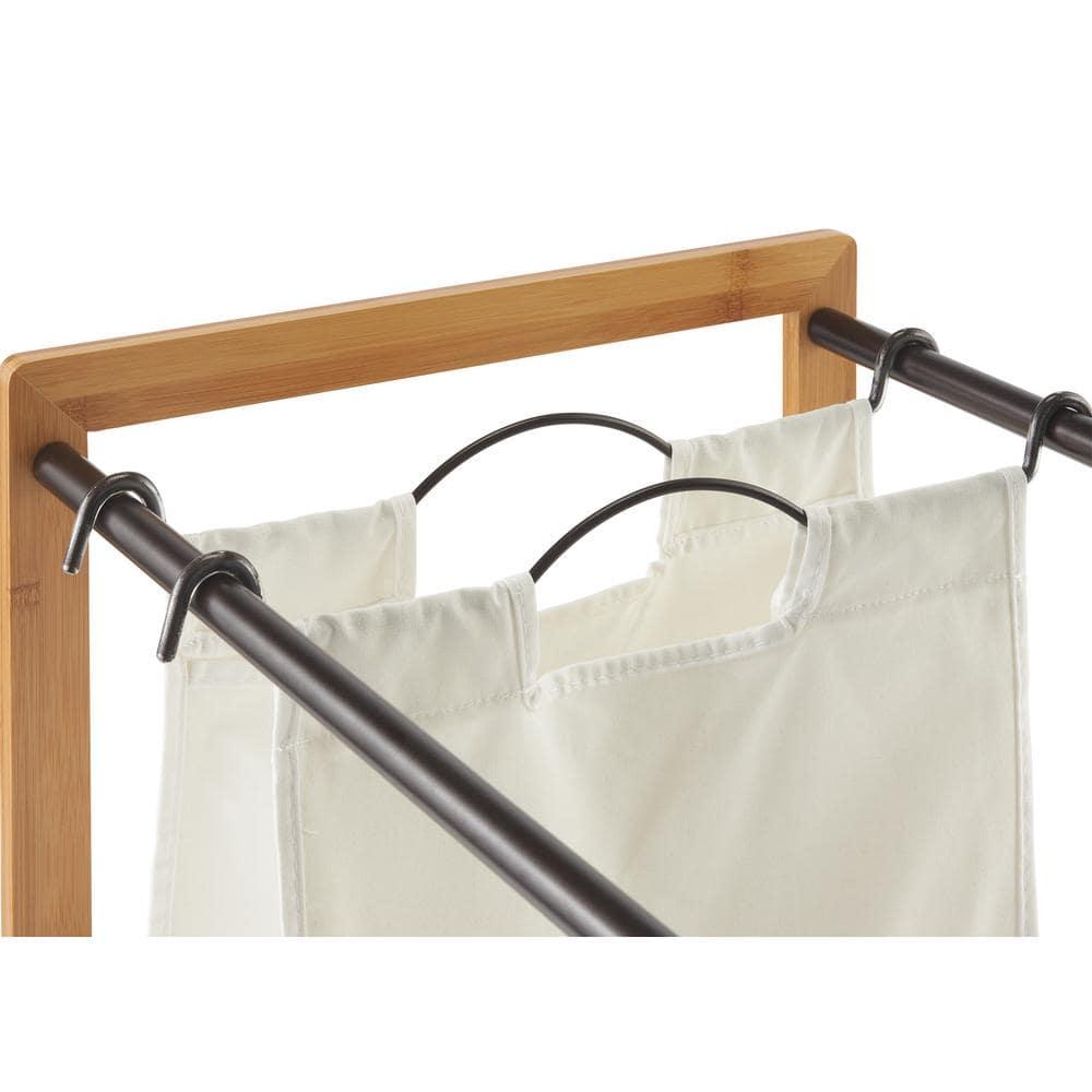 Trinity TRINITY EcoStorage 3-Bag Rolling Bamboo Laundry Cart w/ Poles