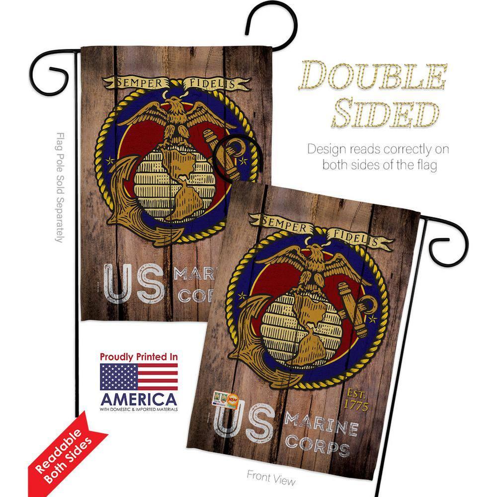Angeleno Heritage G135083-BO 13 x 18.5 in. US Marine Corps Garden Flag with Armed Forces Double-Sided Decorative Vertical Flags House Decoration Banner Yard Gift