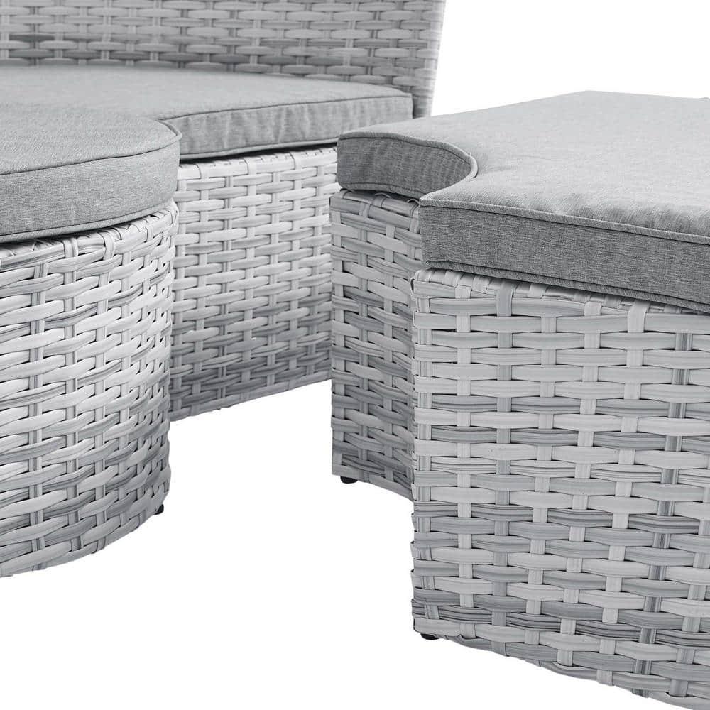 Modway Scottsdale Aluminum and Fabric Canopy Patio Daybed in Light Gray