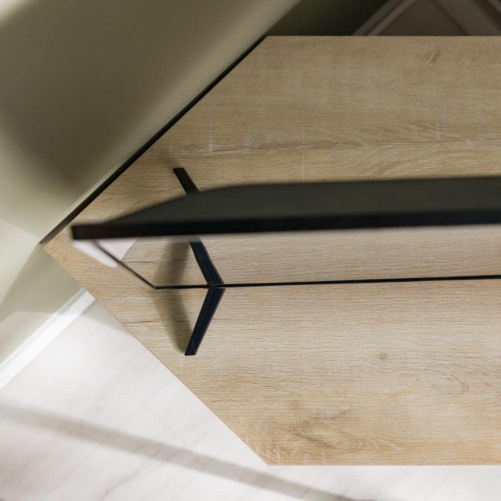 Elegant White Oak 48" Corner Media TV Stand with Electric Fireplace